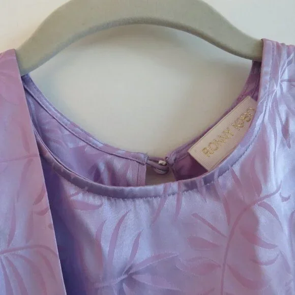 RONNY KOBO Jade Leaf Print Silk Blend Midi Dress in Lavender Purple XS NWT - Picture 9 of 16